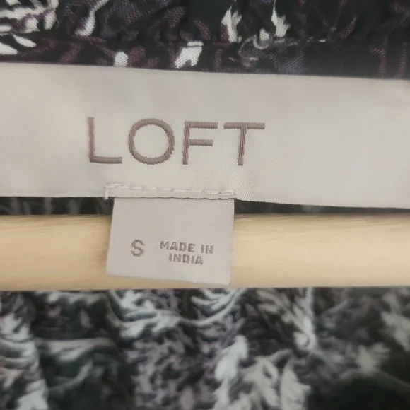 LOFT Black and Pink Floral Long Sleeve Trimmee Dress Small - Picture 5 of 7